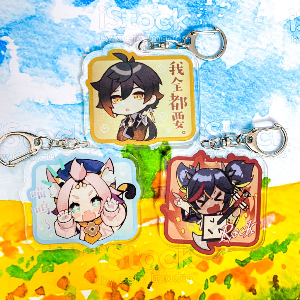 ( Mica trong acrylic ) Móc khóa GENSHIN IMPACT ver CHIÊU THỨC CHIBI anime chibi game xinh xắn