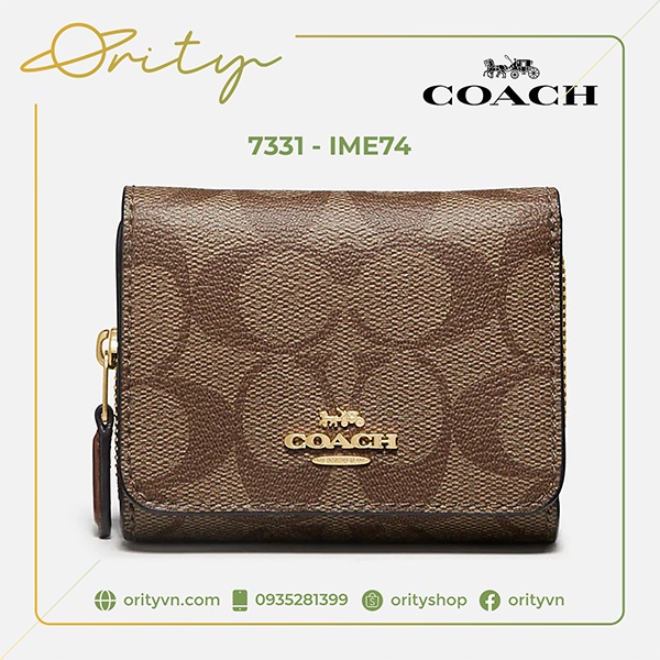Túi xách / Bóp / Ví hàng hiệu COACH - Small Trifold Wallet In Signature Canvas 7331