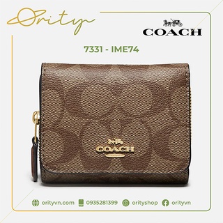 Túi xách / bóp / ví hàng hiệu coach - small trifold wallet in signature canvas 7331