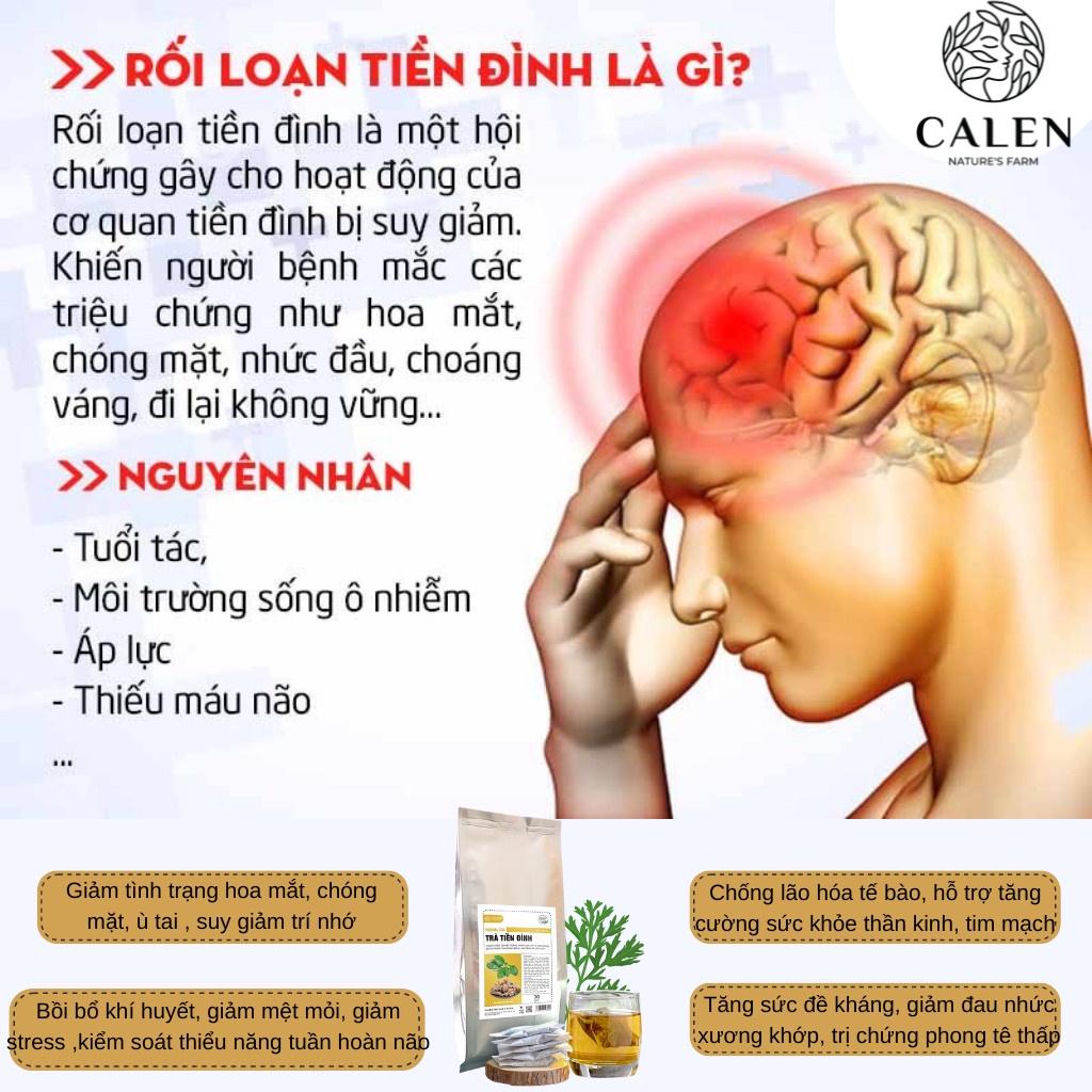[Tiền đình hoa mắt] Trà tiền đình Calen giảm ù tai, ngất xỉu ,hoa mắt chóng mặt, suy nhược, thông hoạt khí huyết bịch 30