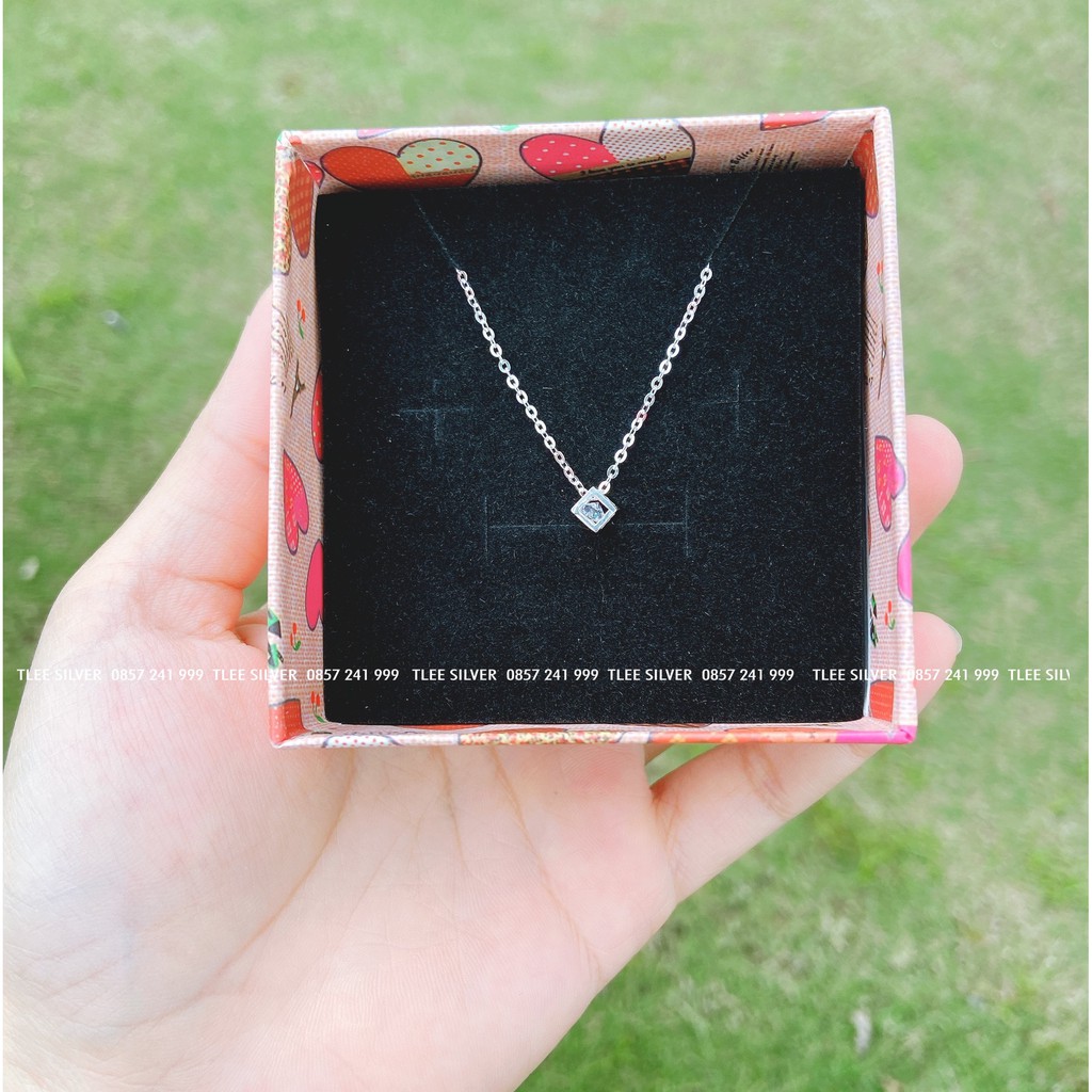 Dây chuyền bạc nữ TLEE mặt rubic mix dây hạt sợi mảnh TleeJewelry D0196