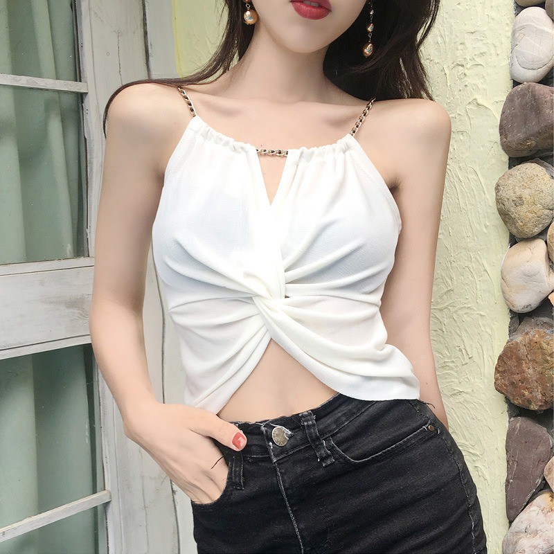 Áo sát nách phối dây xích kim loại thời trang cho nữ