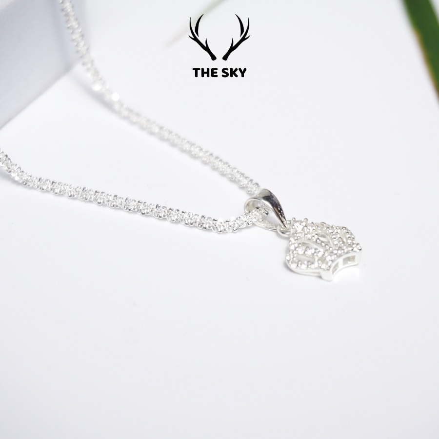 Dây chuyền bạc DC1007 Mặt hình vương miện đính đá nhỏ xinh, vòng cổ nữ phụ kiện trang sức đẹp