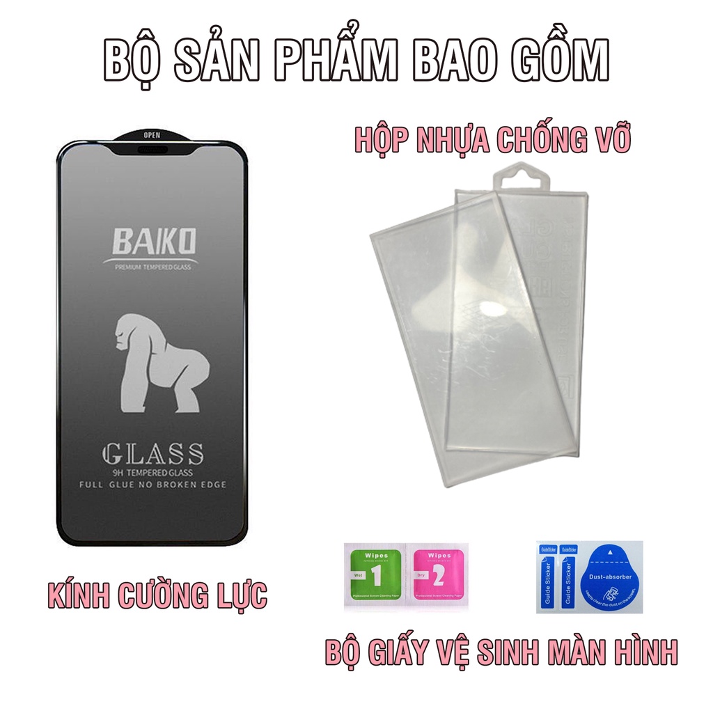 [ĐÓNG HỘP NHỰA] Kính Cường Lực Iphone KingKong Baiko Full Màn 6/6plus/6s/7/7plus/8/8plus/x/xr/xs/11/12/13/14/pro/max