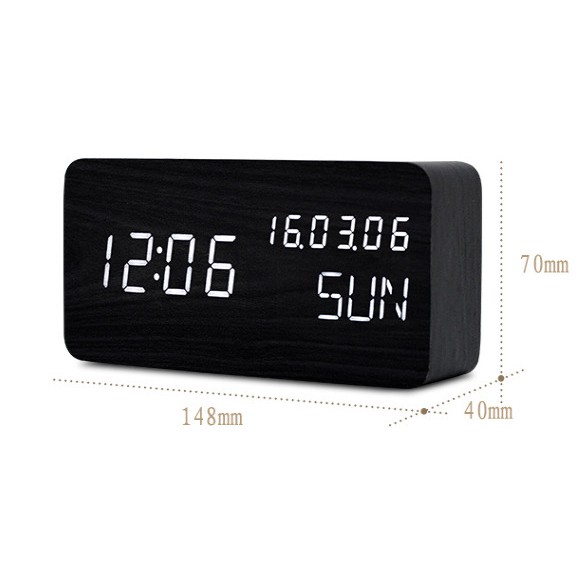 Đồng hồ Led gỗ để bàn hình chữ nhật Ngày Tháng Năm