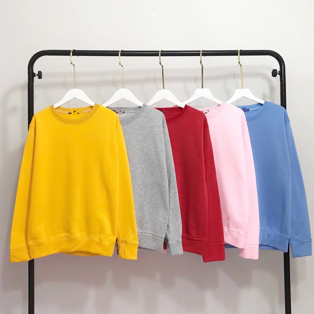 ÁO SWEATER TRƠN CHẤT NỈ LÓT BÔNG MÀU XANH DƯƠNG - SWEATER UNISEX - MM | BigBuy360 - bigbuy360.vn