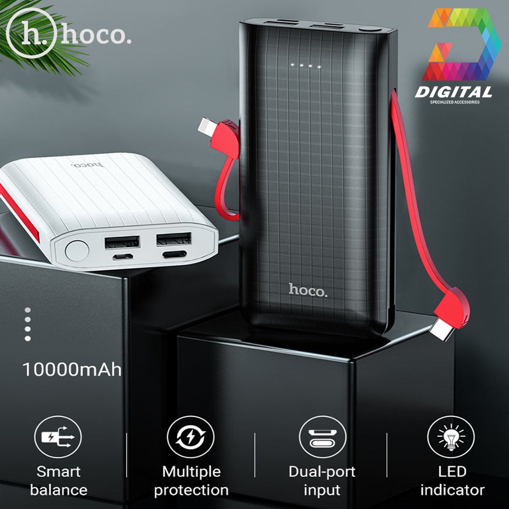 Sạc Dự Phòng Hoco J67 10000mAh Chính Hãng Tích Hợp Cáp Sạc Đa Năng