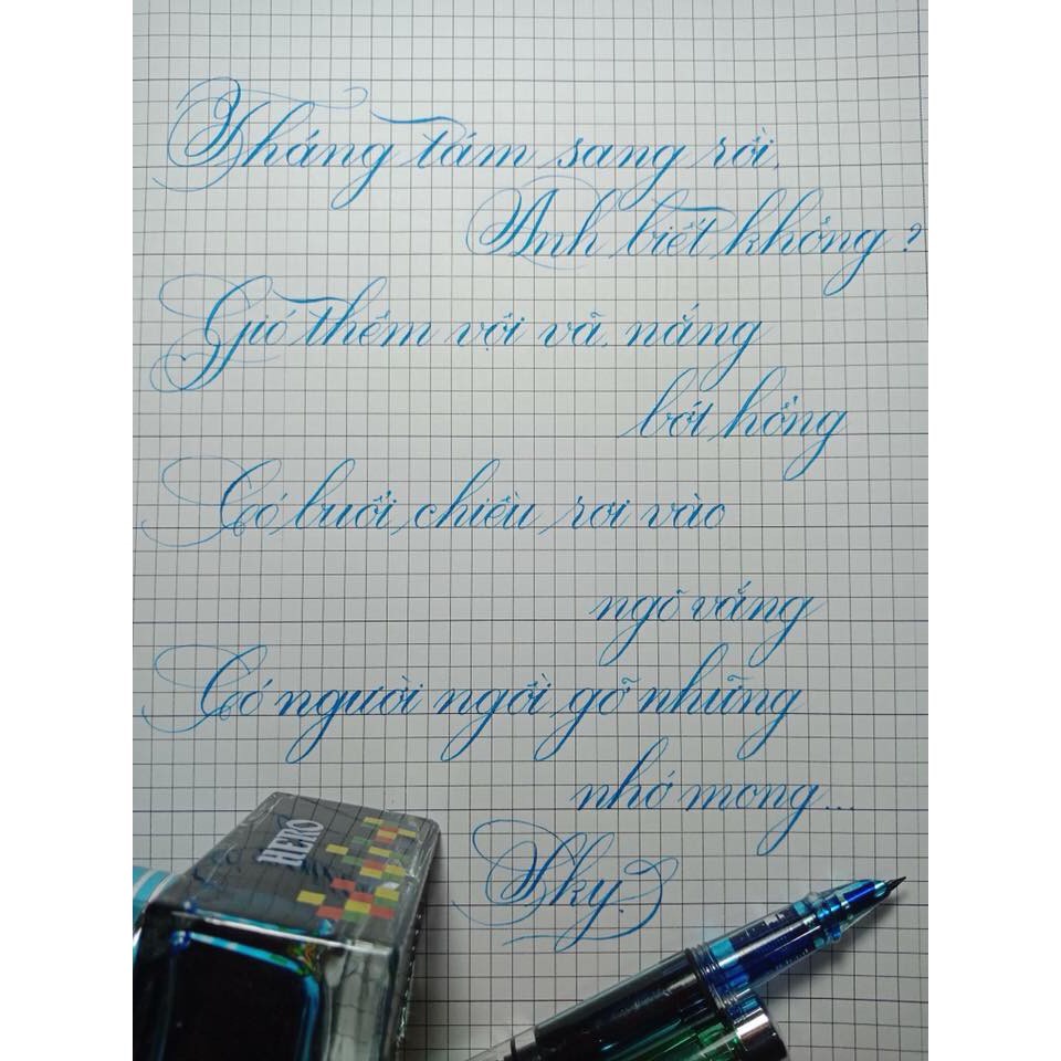 BÚT LETA 361 ngòi lá tre kim tinh tự tạo thanh đậm - tặng kèm túi nỉ