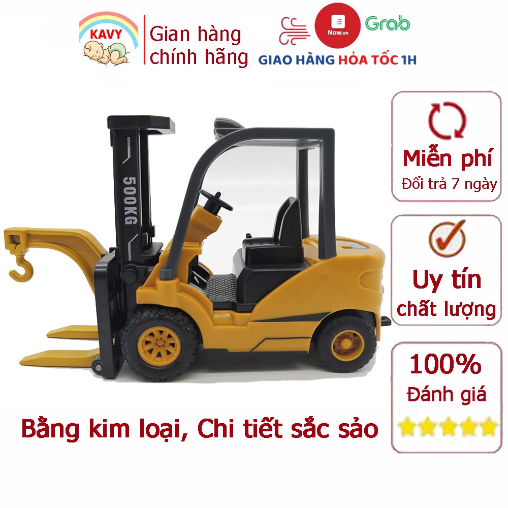 Đồ chơi mô hình xe nâng móc hàng hợp kim sắt và nhựa, chi tiết đẹp, chuyển động chạy đà có thể trưng bày-KAVY