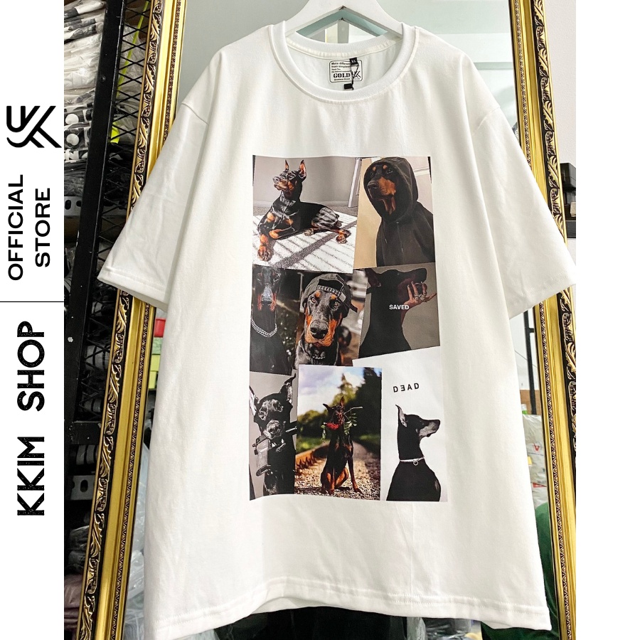 Áo Thun Tay Lỡ Chó Doberman, Form rộng oversize, áo phông unisex, chất liệu Cotton Thái - KKIM Shop