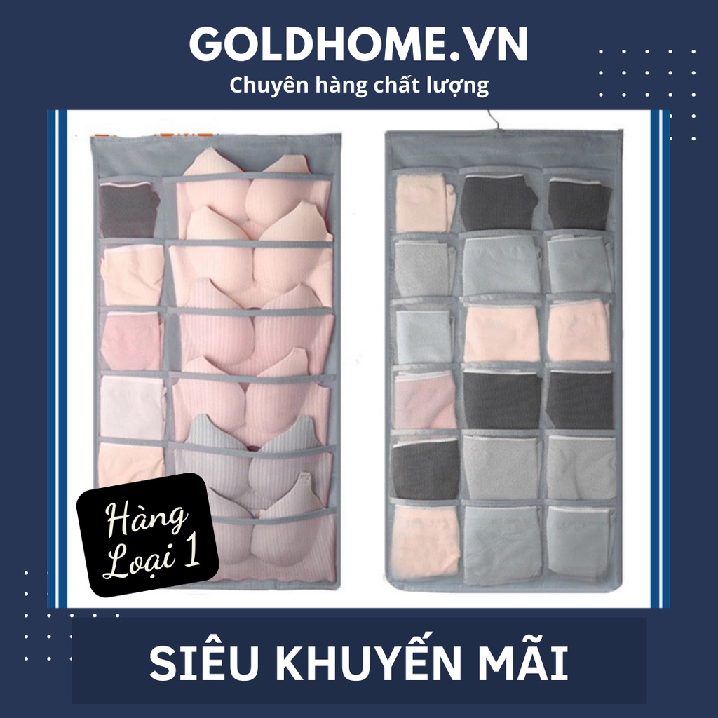 Túi đựng đồ lót, tất nhiều ngăn có móc treo 2 mặt (30 ngăn)