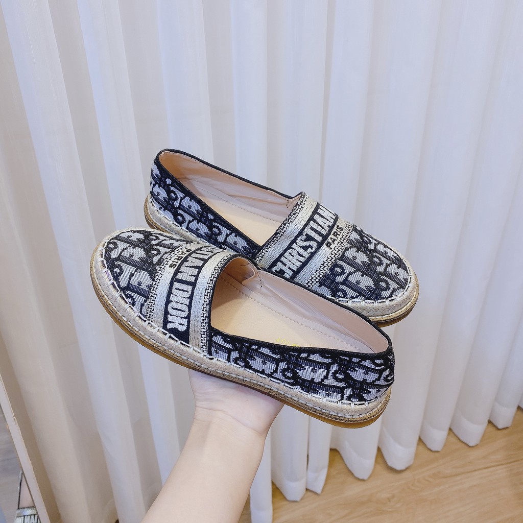 Giày lười slip on nữ vải đẹp cao cấp giá rẻ đế cao su - GL37