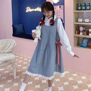College style dress, Salt line, soft female dress, Korean version female student, wild, slim, top suit, trendy