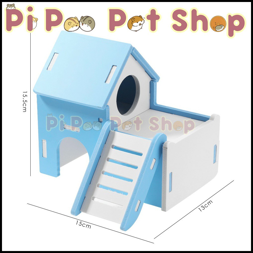 Nhà gỗ cho Hamster - Nhà 2 tầng lắp ghép