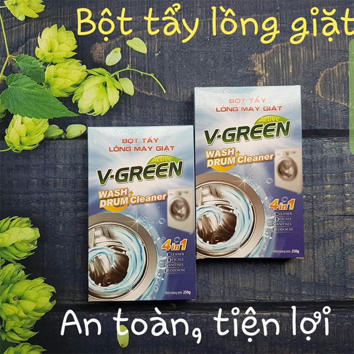 Bột Tẩy Lồng Máy Giặt V-Green 250g FREESHIP Đánh Bay Vết Bẩn Lâu Ngày Bảo Vệ Sức Khỏe Cho Gia Đình - HT185