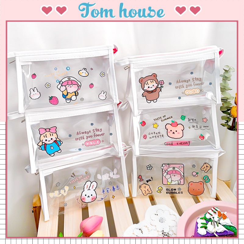 Túi Đựng Bút Trong Suốt In Họa Tiết Dễ Thương Tam Giác Tom House