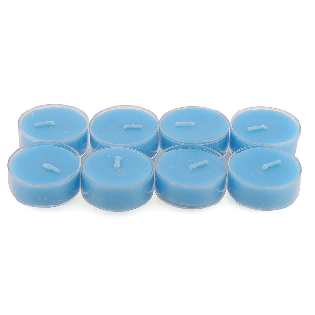 Hộp 8 nến tealight thơm đế nhựa Miss Candle NQM2059 (Xanh da trời, hương việt quất)