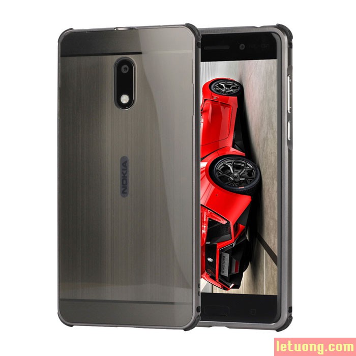 Ốp lưng Nokia 6 LT Metal nhôm phay + Dán lưng Carbon