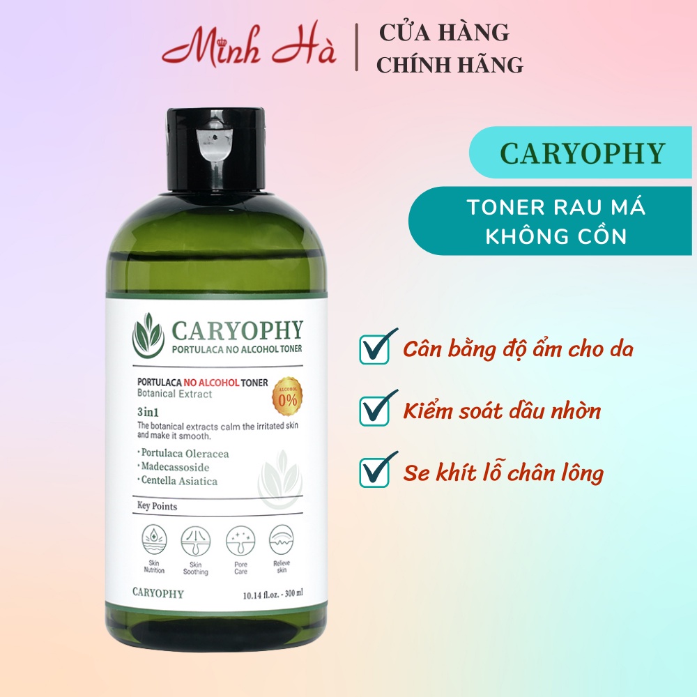 Toner Caryophy Portulaca 300ml không cồn giúp làm dịu da phù hợp cho da dầu mụn