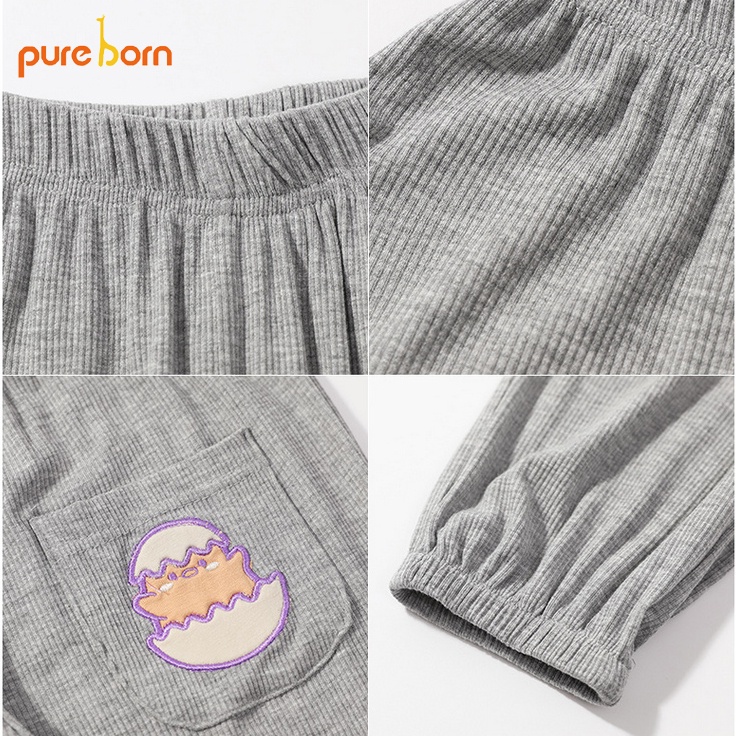 Quần Bé Trai, Bé Gái Pure Born Vải Len Tăm Hoạ Tiết mặt Thú 3D, Quần Dài Cho Bé Mặc Thu Đông - T35