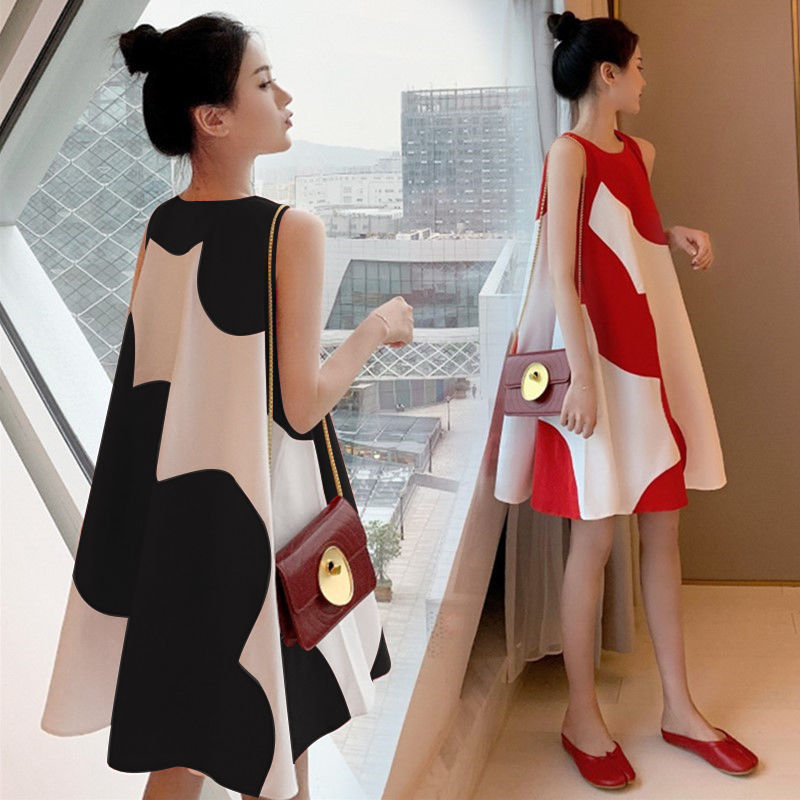 Đầm Suông Sát Nách Phong Cách Hàn Quốc Dành Cho Mẹ Bầu