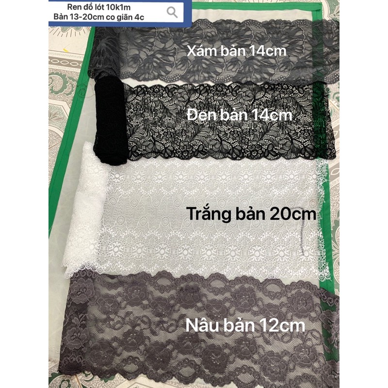 Vải Ren may Đồ lót, Đồ ngủ Chỉ 10k.1m ( bản từ 12 tới 20cm)