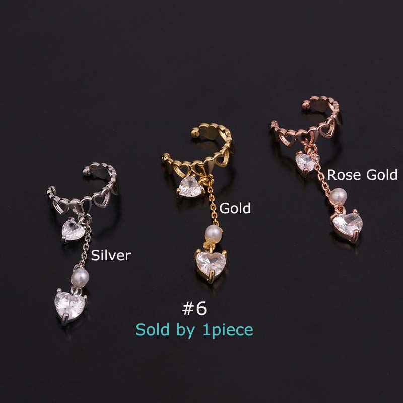 1 Khuyên Tai Mạ Vàng / Bạc Đính Đá Zircon Kích Thước 8mm thời trang