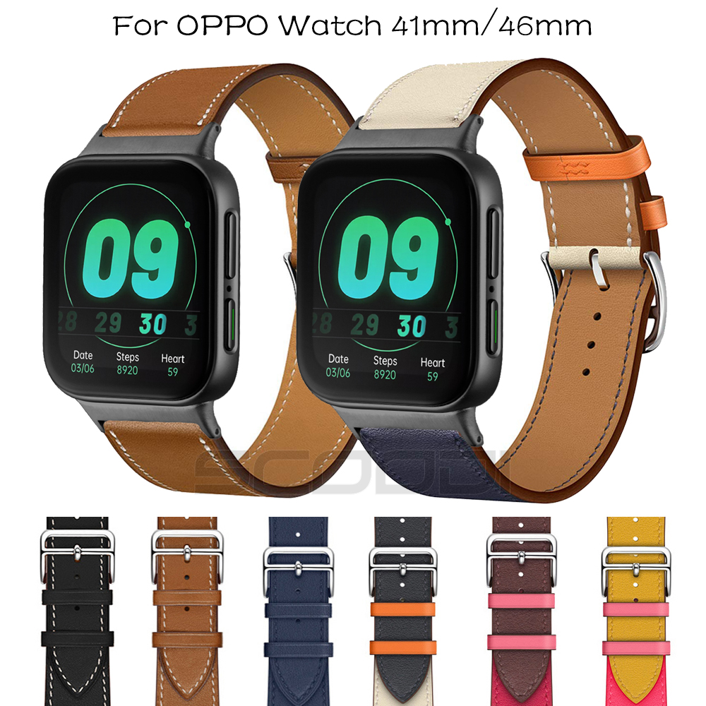 New Fashion Genuine Leather Strap for Oppo Smart Watch Band Leather Wrist band for OPPO watch 41mm 46mm