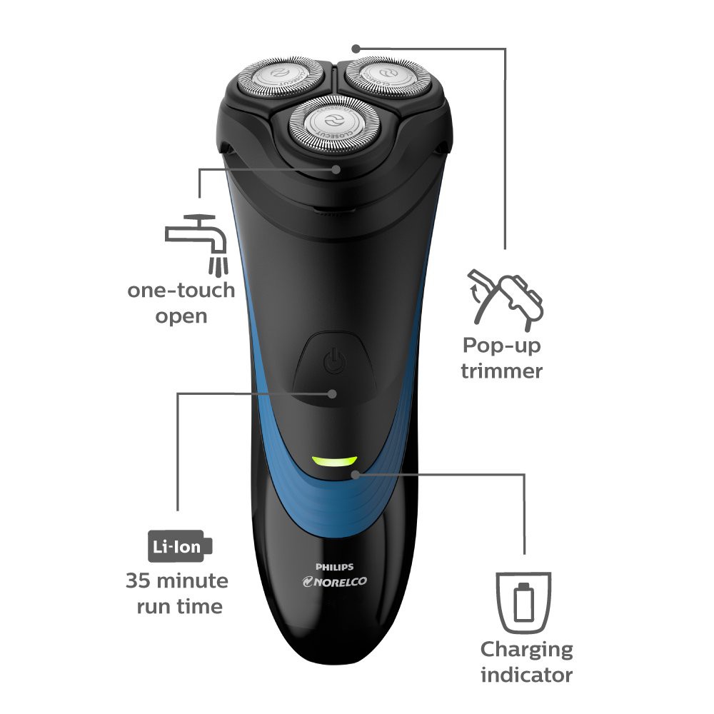 Máy Cạo Râu - Philips Norelco S1560/81 Shaver 2100 Rechargeable Wet Electric Shaver, with Pop-up Trimmer