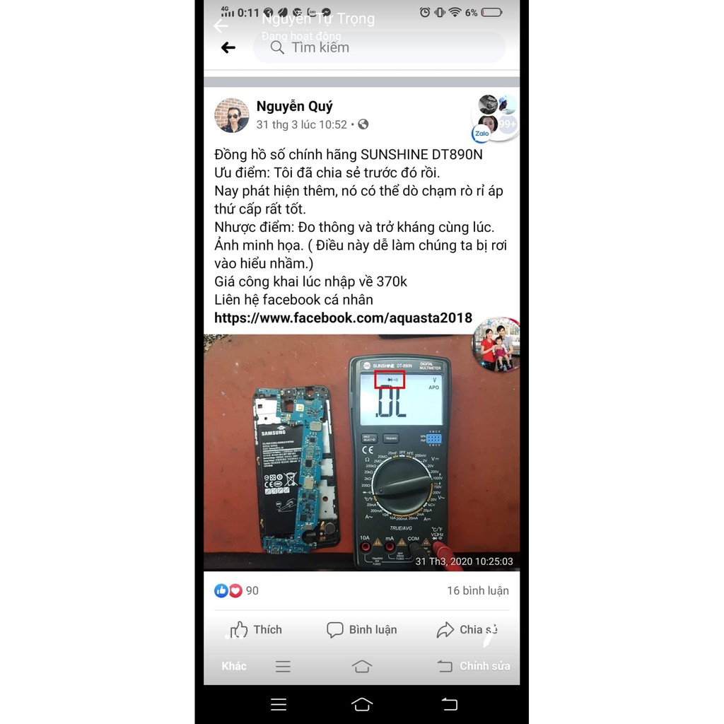 Đồng hồ đo vạn năng DT-890N có đo nhiệt độ, triode, check NCV, đo lường True RMS