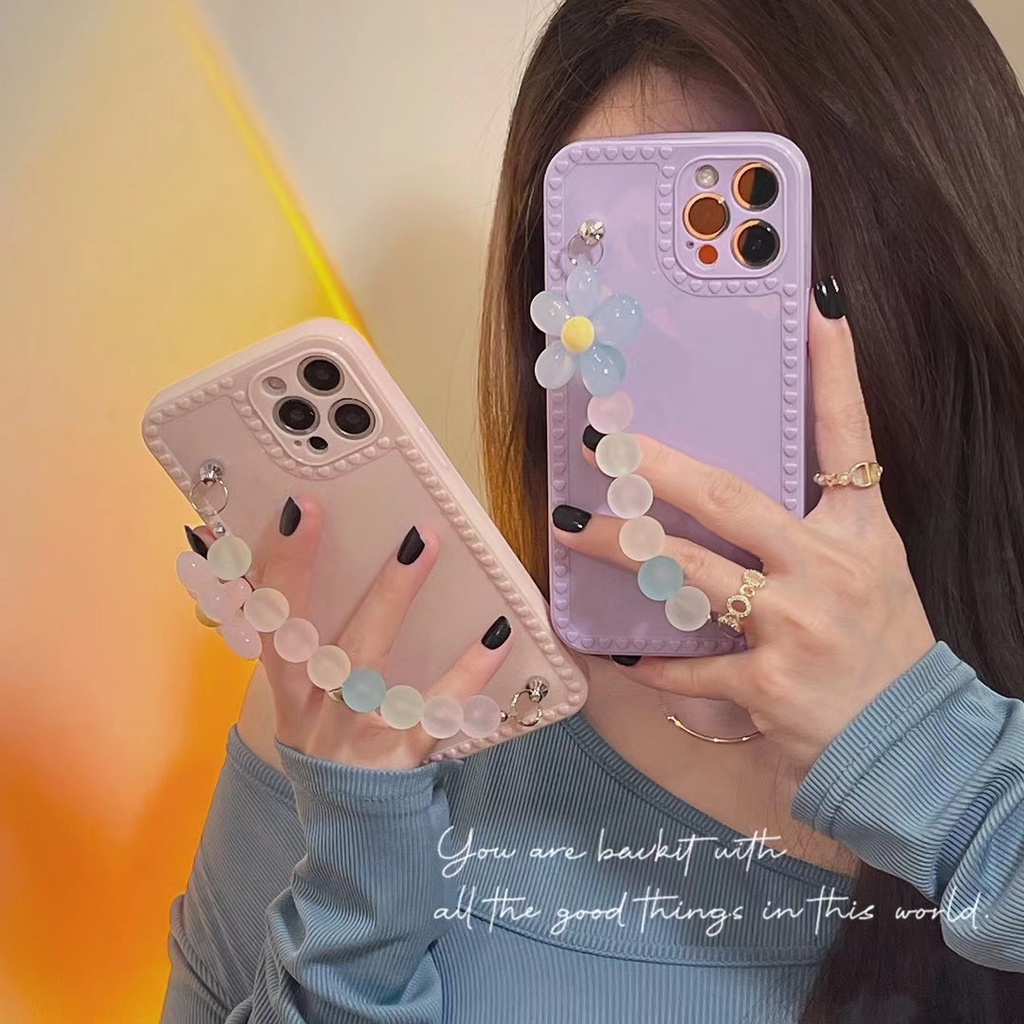 Ốp Điện Thoại tpu Dẻo Họa Tiết Hoa Hướng Dương Kèm Vòng Đeo Tay Cho iphone 12 11 pro max xs max xr x 7 8 plus