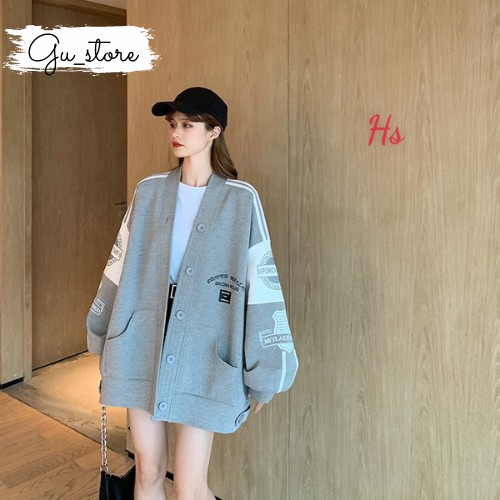 Cardigan in logo chữ brcon dài tay phong cách Unisex Ảnh Thật Cuối