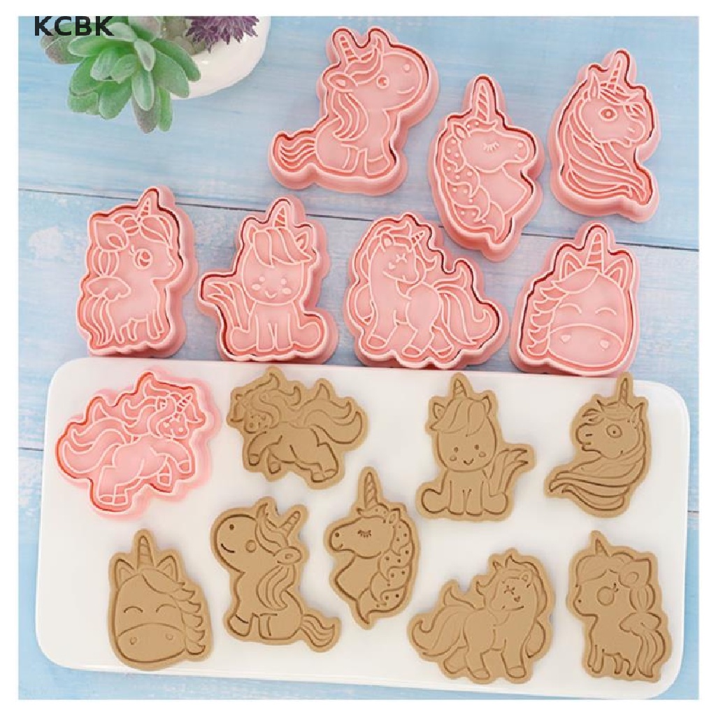 Bộ 8 Khuôn Làm Bánh Hình Kỳ Lân Hoạt Hình 3D Bằng Nhựa