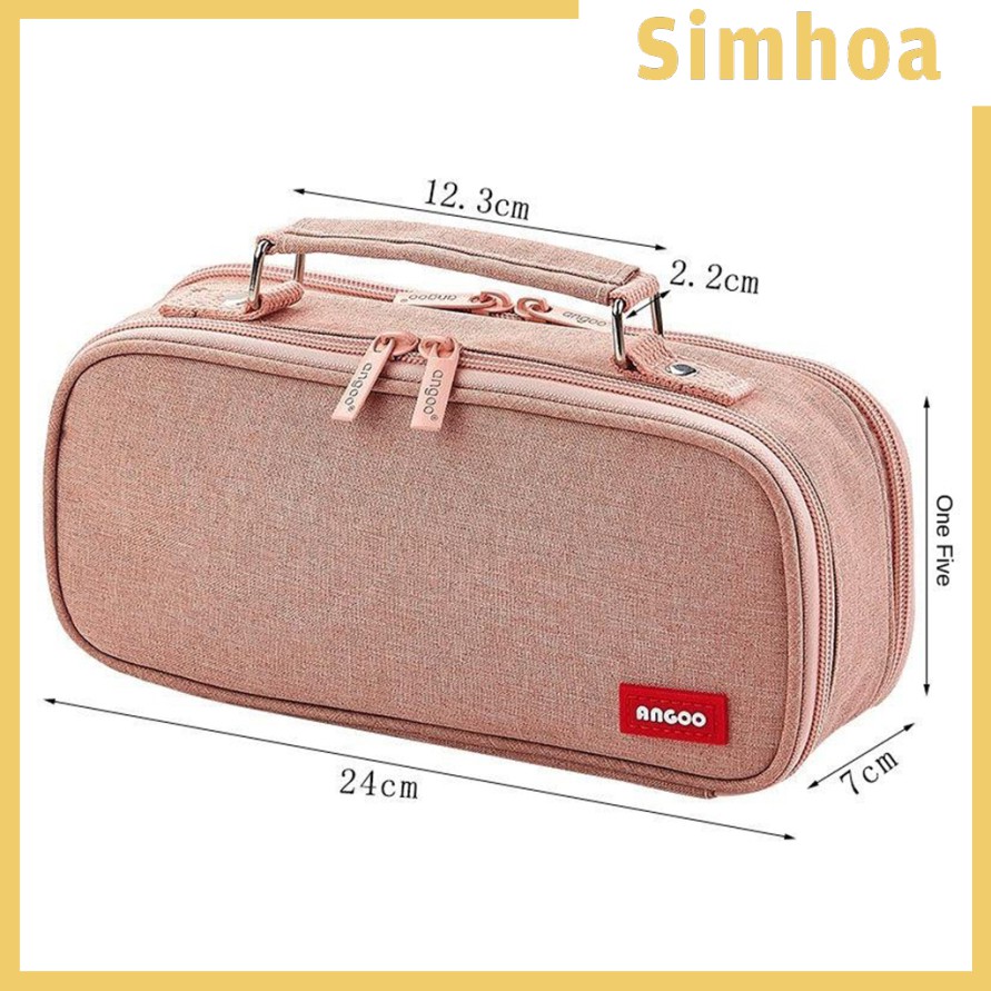 [Hàng mới về] Hộp đựng bút / mỹ phẩm vải canvas khóa kéo sức chứa lớn tiện dụng