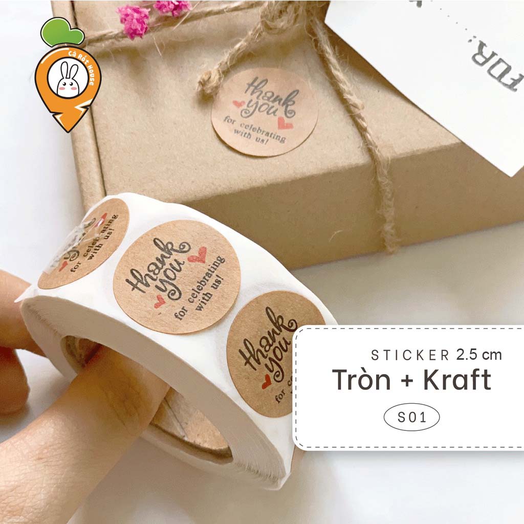 10 tem dán Sticker Thank You, Nhãn/Tem dán Cảm Ơn nhiều mẫu mã, đa dạng kích thước 2.5cm và 4cm /
