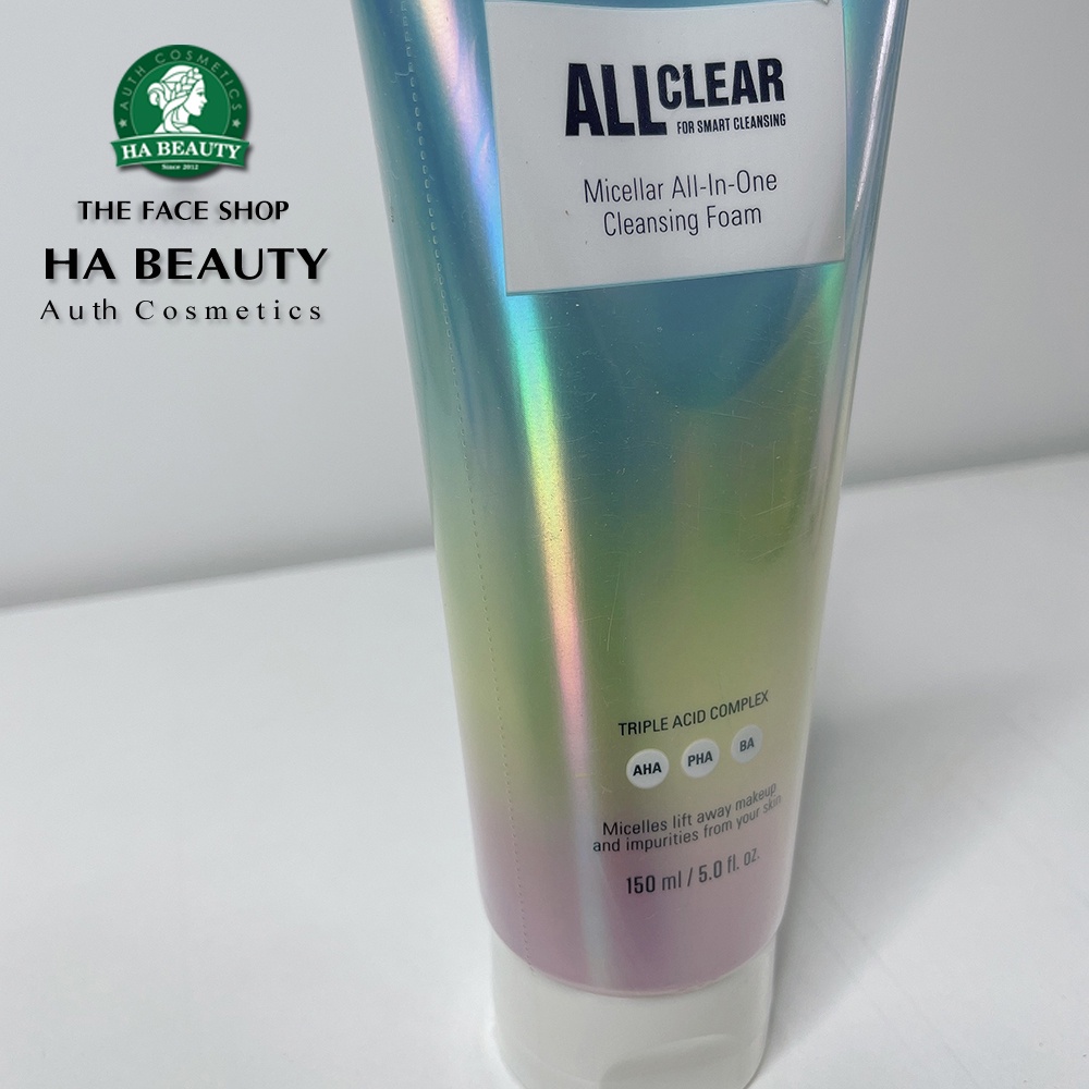 Sữa rửa mặt làm sạch đa năng sạch sâu dịu nhẹ The Face Shop all clear micellar cleansing foam 150ml