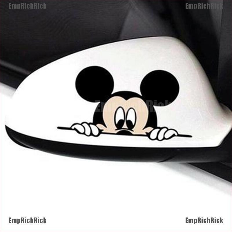 1 Sticker Dán Kính Chiếu Hậu Hình Chuột Mickey Dễ Thương Kích Thước 14x8cm