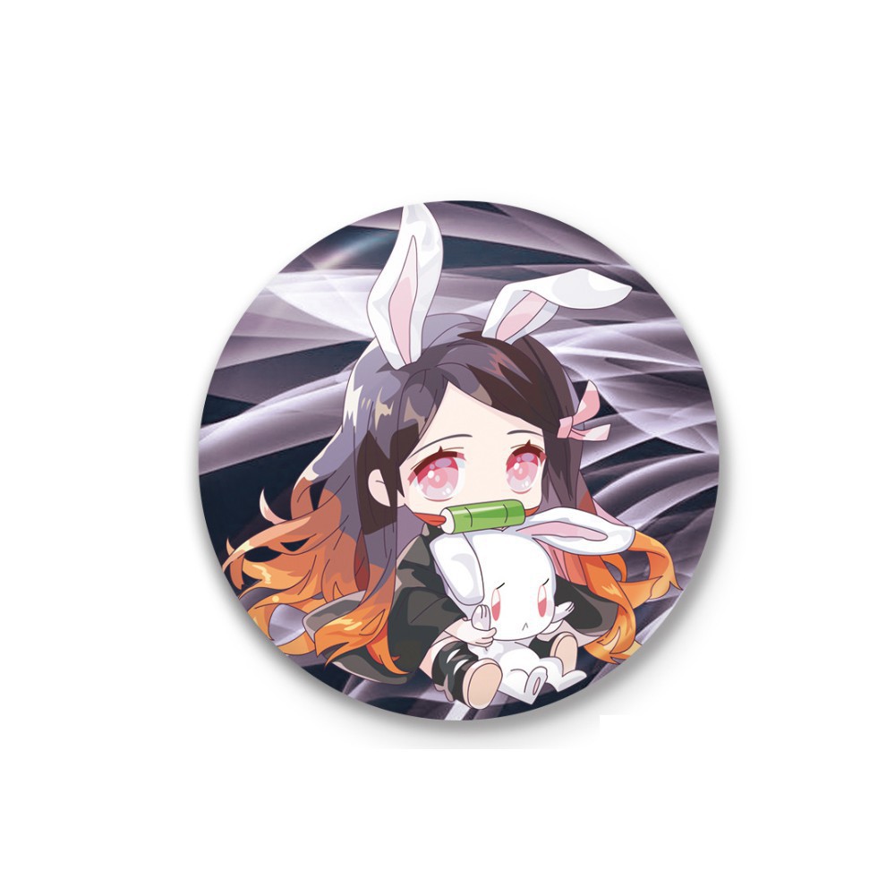 Huy hiệu cài áo in hình Kimetsu no Yaiba - Thanh Gươm Diệt Quỷ anime chibi m04