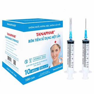 Bơm tiêm dùng 1 lần Việt Nam TANAPHAR bơm 10ml ( hộp 100 cái)