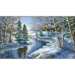 Tranh Thêu Chữ Thập (THÊU TOÀN BỘ) Tuyết Phủ Giang Nam RY1008 (KHÁCH TỰ THÊU) KT:68X41cm