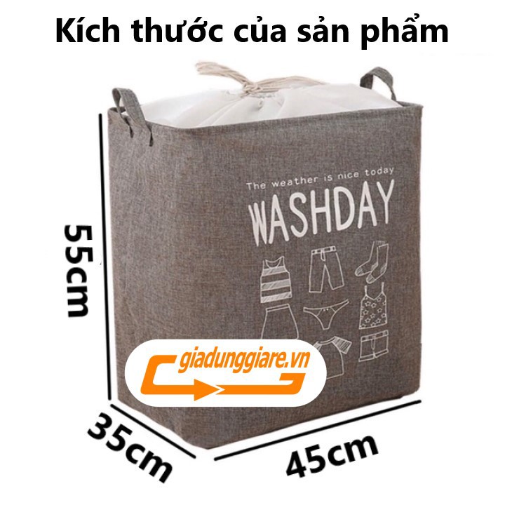 Túi đựng chăn mền drap quần áo Washday vải vintage giỏ đựng cất đồ có quai xách chống ẩm chống bụi - giadunggiare.vn