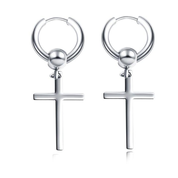 Khuyên tai thánh giá chữ thập Titanium cá tính