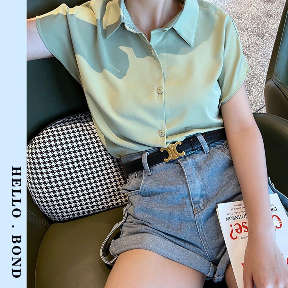 Thắt Lưng Da PU Màu Ngà Khóa Tròn Đôi Bằng Hợp Kim Độc Đáo Thời Trang Cho Nữ