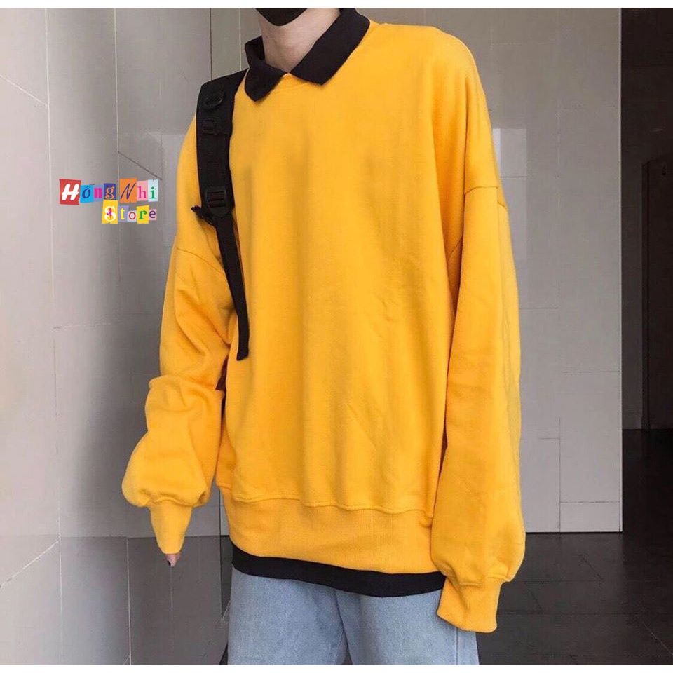 Áo Sweater Trơn Ulzzang Unisex Màu Vàng Chất Nỉ Bông Cao Cấp Dáng Rộng Nam Nữ - MM