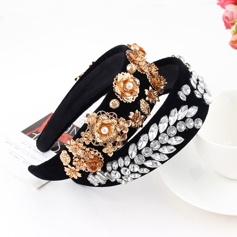 Băng Đô Cài Tóc Đính Ngọc Trai Nhân Tạo Phong Cách Dân Tộc Dành Cho Nữ