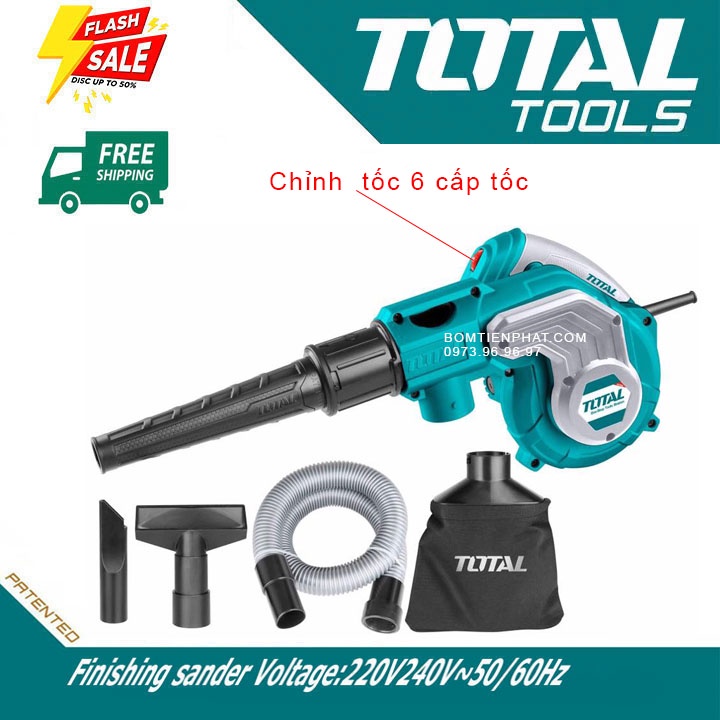 Máy thổi bụi 800W CHÍNH HÃNG TOTAL TB2086 - Có chỉnh tốc độ 6 cấp tốc - Có 2 chức năng hút và thổi TOTAL TOOLS WORLD ĐỨC