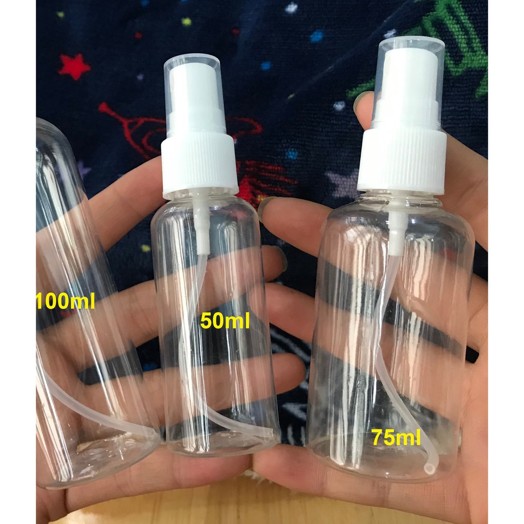 Chai Chiết Sịt Phun Sương, Lọ Xịt rỗng trong suốt Dung Dịch 50ml, 100ml ,chiết mỹ phẩm ,chiết nước hoa