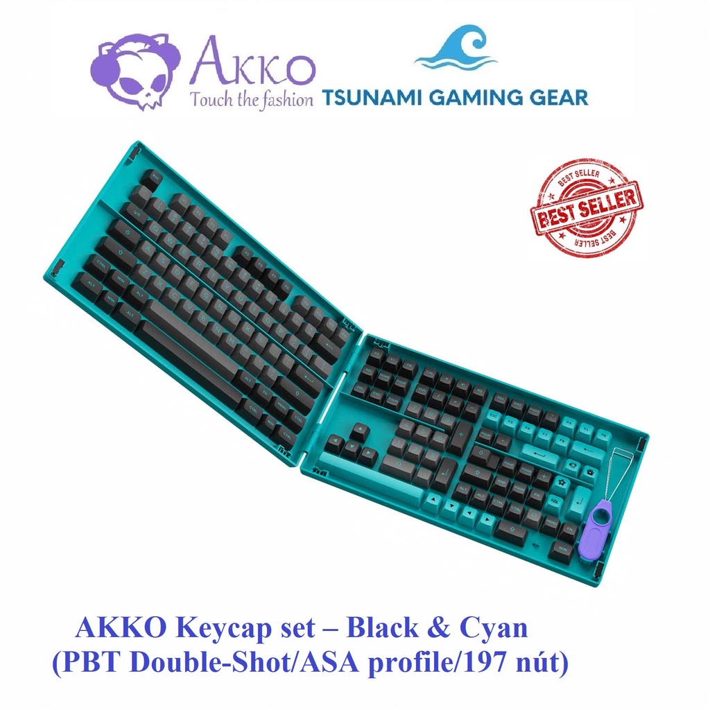 Bộ keycap AKKO Keycap set – Black &amp; Cyan/ Black &amp; Rose/ Black &amp; Silver (ASA profile/ 197 nút)