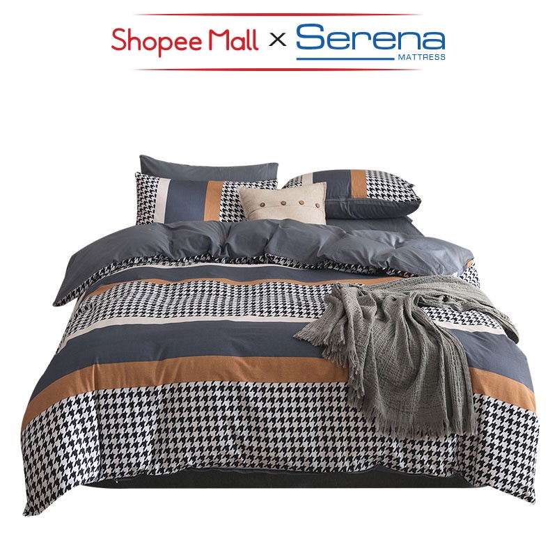 Bộ Chăn Ga Gối Nệm 5 Món SERENA MATTRESS CTLV11 Chất Liệu Cotton Living