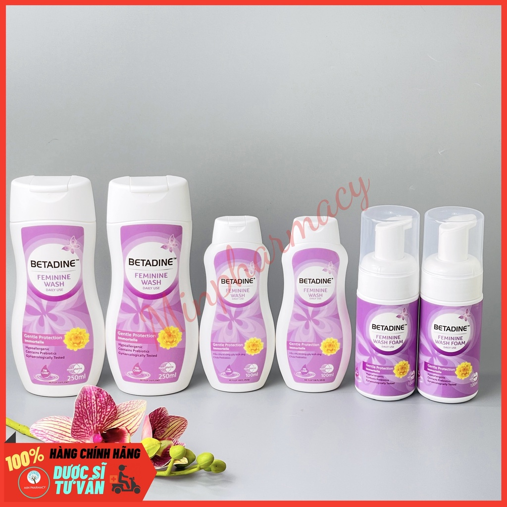 Dung dịch vệ sinh phụ nữ BETADINE Gentle protection màu tím chăm sóc dịu nhẹ Feminine wash - Minpharma